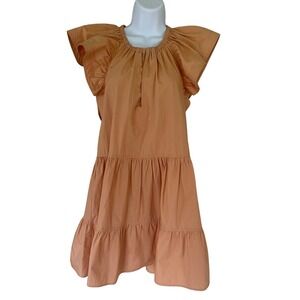 ALC Harper Dress Apricot Cotton Poplin Ruffle Sleeve Mini Dress Size 4